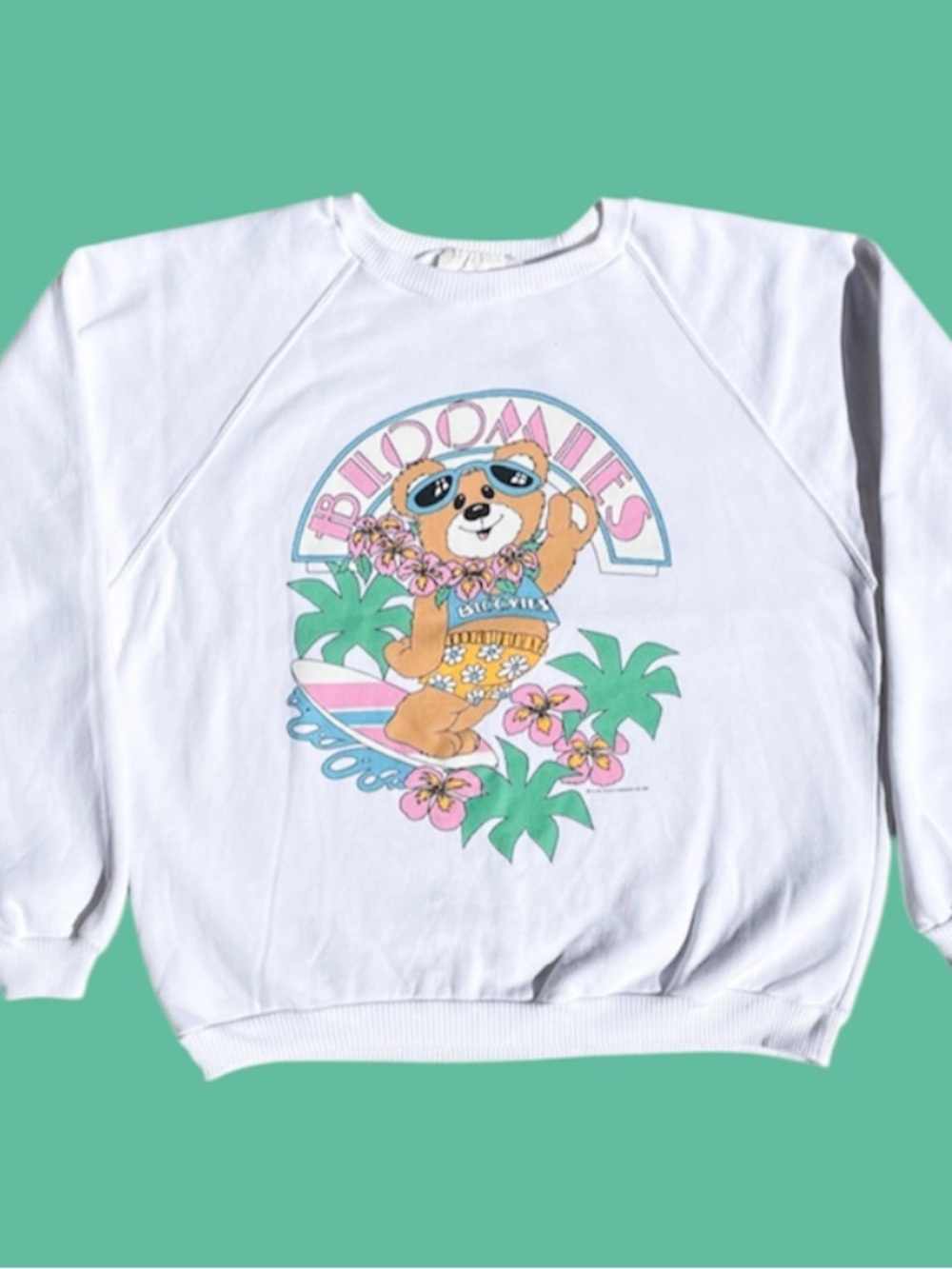 Vtg 80s Bloomingdales Bloomies Surf Bear Sweatshirt Gad Sport 1988 (L) 22x24